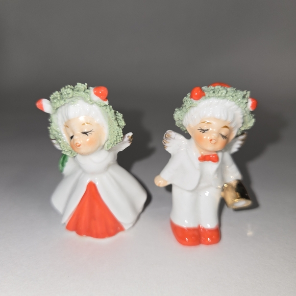 🎅🎅🎅 RARE Vintage Napcoware Bone China Christmas Kissing Angels Figurines (2) - Picture 2 of 9